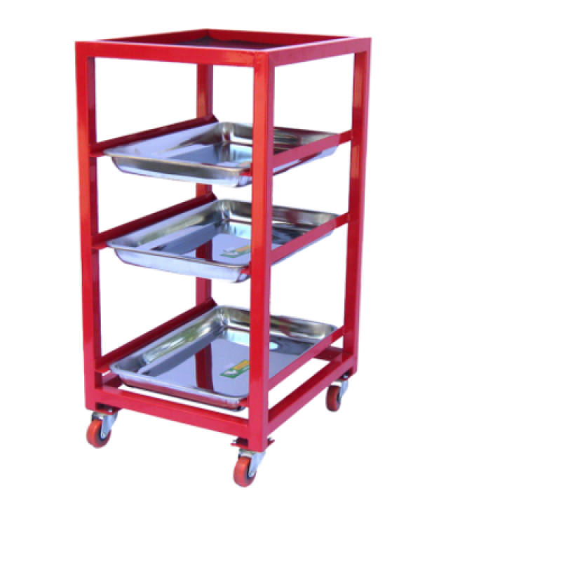 Xe đẩy chi tiết ô tô 600 x 934 x 460 mm ( 3 khay inox + 1 tấm cao su)