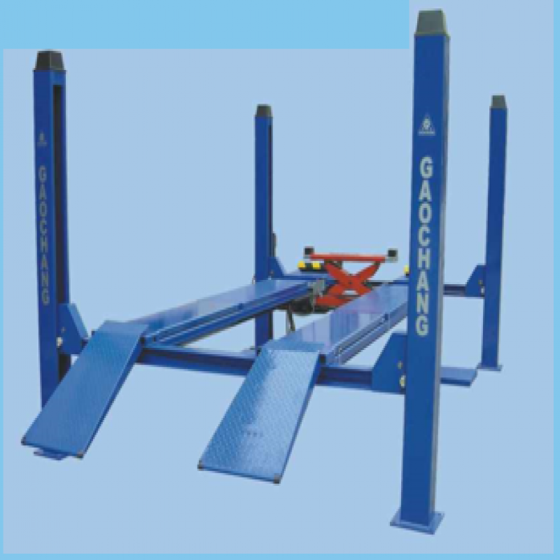 Cầu nâng 4 trụ 4.5 tấn kiểm tra góc đặt bánh xe (3 pha, màu xanh RAL 3166, chưa bao gồm đĩa lái)