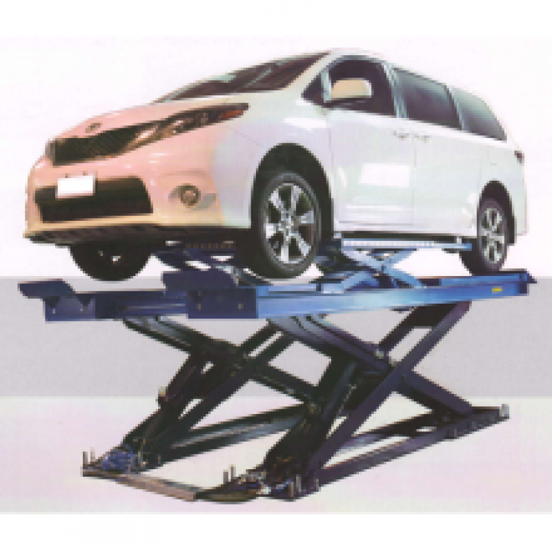 Cầu nâng cắt kéo kiểm tra góc đặt bánh xe 3 Tấn, Lắp nổi, có bàn nâng phụ (3 pha, màu xanh)