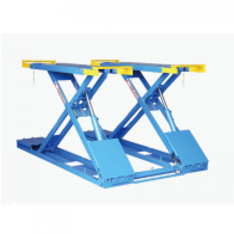 Cầu nâng cắt kéo nâng bụng 3 Tấn, Lắp nổi, Bàn siêu mỏng (3 Pha, màu xanh)